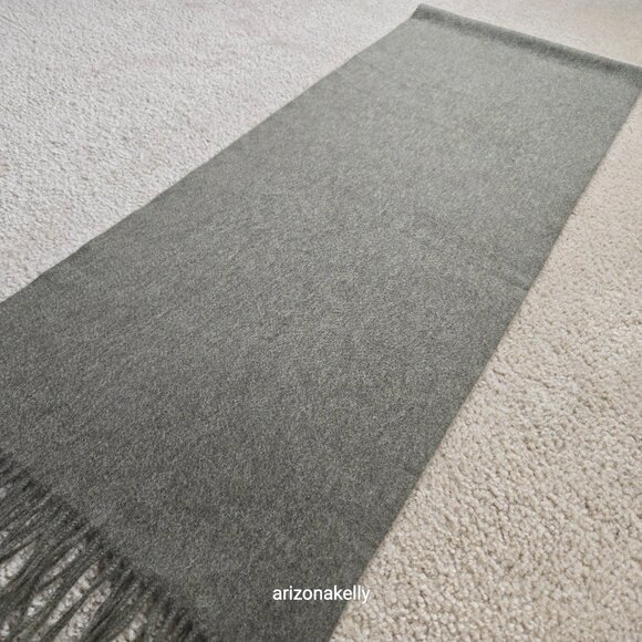 NWOT Cashmere Scarf Olive Green - Picture 7 of 14